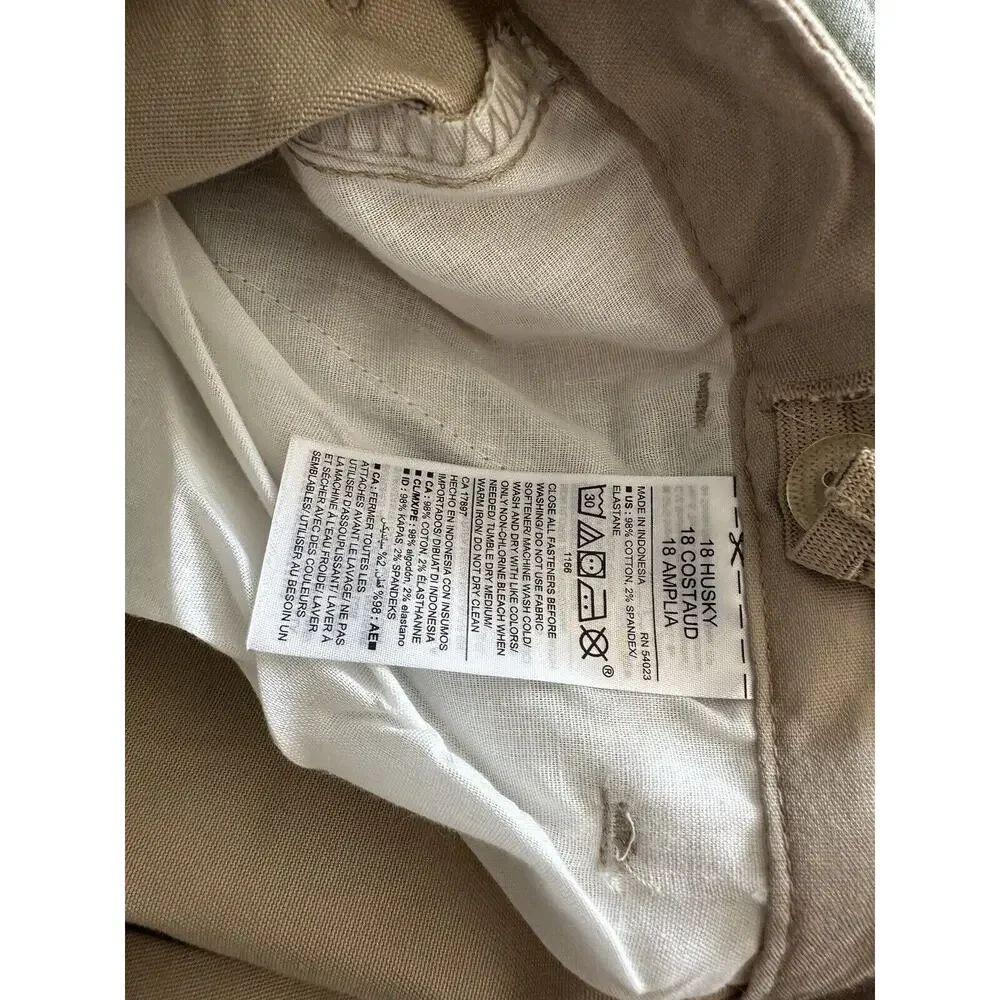Old Navy Boys Straight Built-In Flex School Khaki Chino Pants Trousers 18 Husky